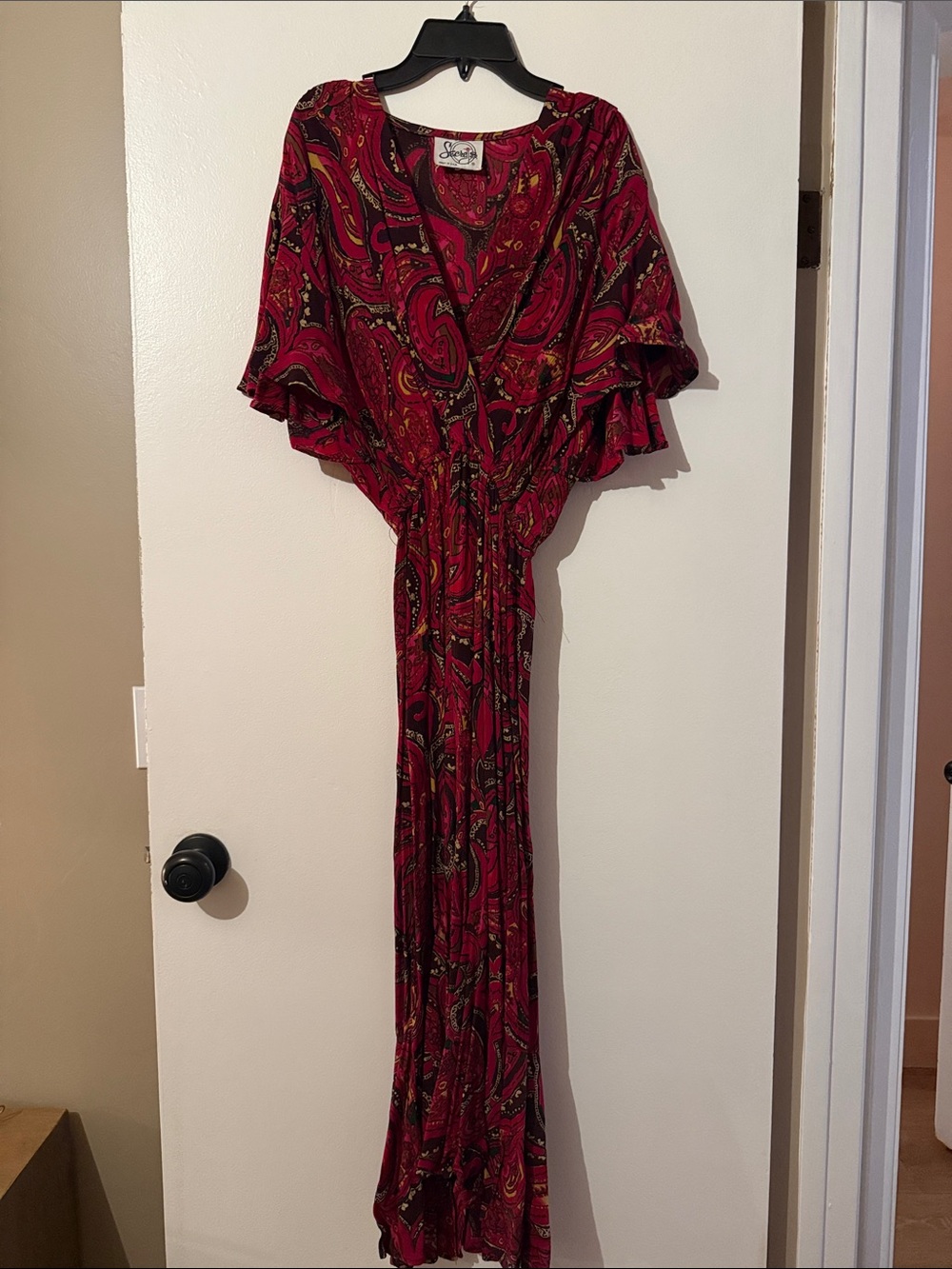 Vintage Red Paisley Maxi Dress